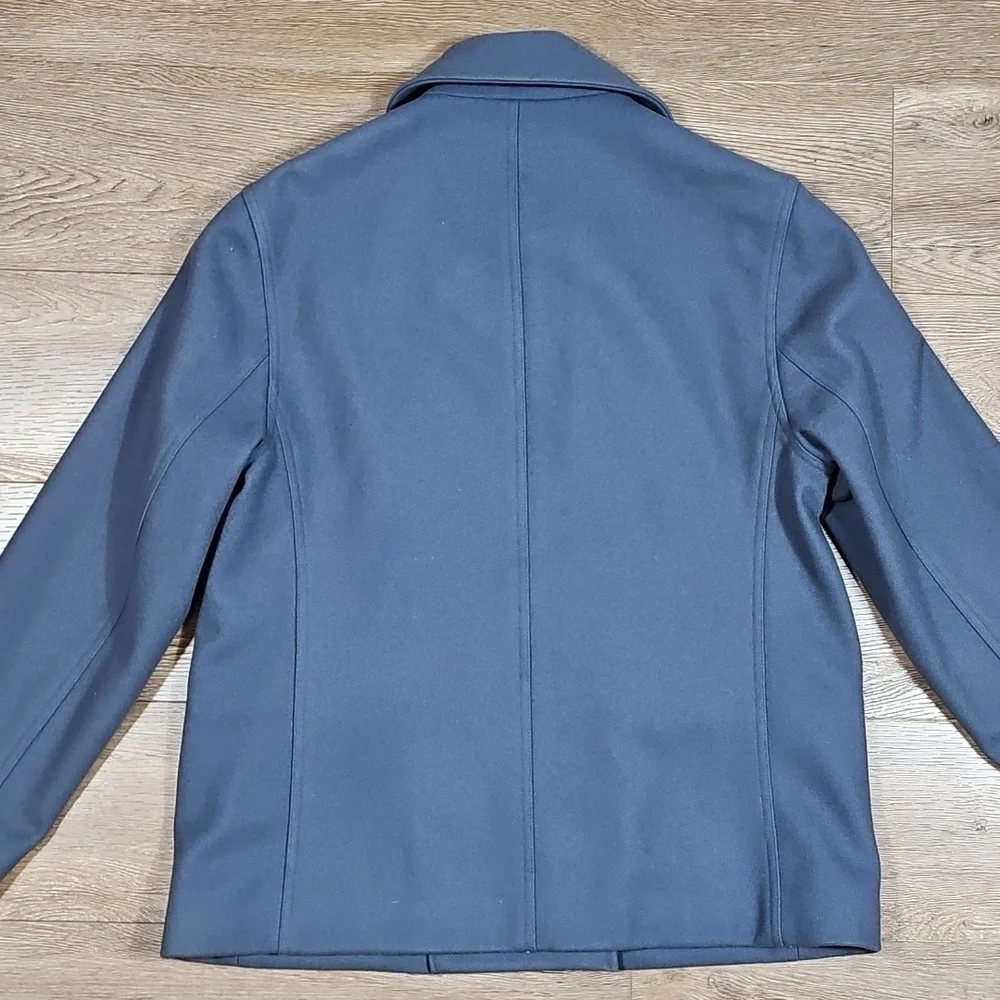 J. Crew 80% Wool Blend Slate Blue Gray Classic Double Breasted Pea Coat